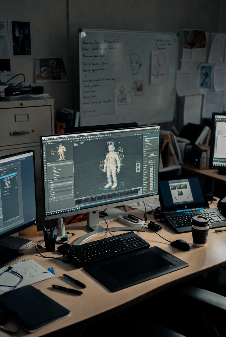 Team collaborating on motion design project